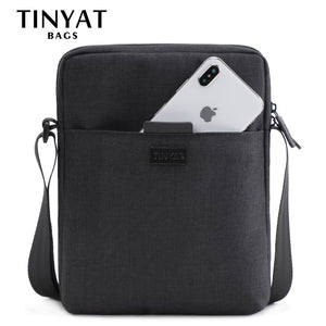 TINYAT Light Canvas Men's Shoulder Bag For 7.9' Ipad Casual Crossbody Bag Waterproof Messenger Bag Pack sling bag for men 0.13kg