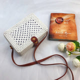 Woven Rattan Bag Round Straw Shoulder Bag Small Beach HandBags Women Summer Hollow Handmade Messenger Crossbody Bags