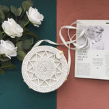 Woven Rattan Bag Round Straw Shoulder Bag Small Beach HandBags Women Summer Hollow Handmade Messenger Crossbody Bags