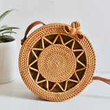 Woven Rattan Bag Round Straw Shoulder Bag Small Beach HandBags Women Summer Hollow Handmade Messenger Crossbody Bags
