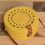 Woven Rattan Bag Round Straw Shoulder Bag Small Beach HandBags Women Summer Hollow Handmade Messenger Crossbody Bags