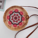 Woven Rattan Bag Round Straw Shoulder Bag Small Beach HandBags Women Summer Hollow Handmade Messenger Crossbody Bags
