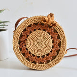 Woven Rattan Bag Round Straw Shoulder Bag Small Beach HandBags Women Summer Hollow Handmade Messenger Crossbody Bags