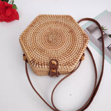 Bali Island Hand Woven Bag Round Bag buckle Rattan  Straw Bags Satchel Wind Bohemia Beach Circle Bag