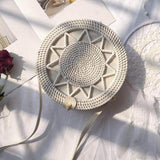 Bali Island Hand Woven Bag Round Bag buckle Rattan  Straw Bags Satchel Wind Bohemia Beach Circle Bag